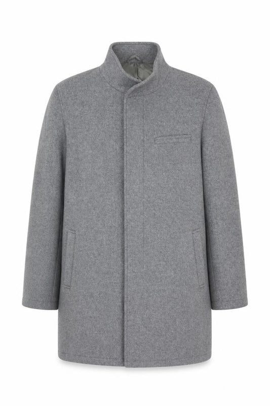 Marks and Spencer Men Grey Wool Blend Overcoat 2XL Stand Collar Lined