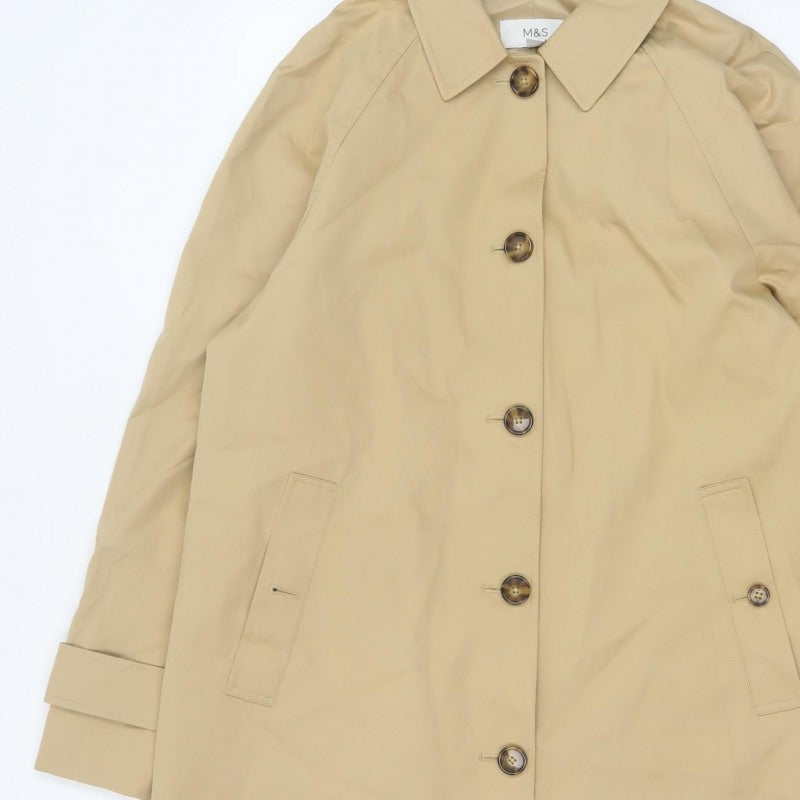 Marks and Spencer Women Beige UK 12 Long Trench Coat Buttoned