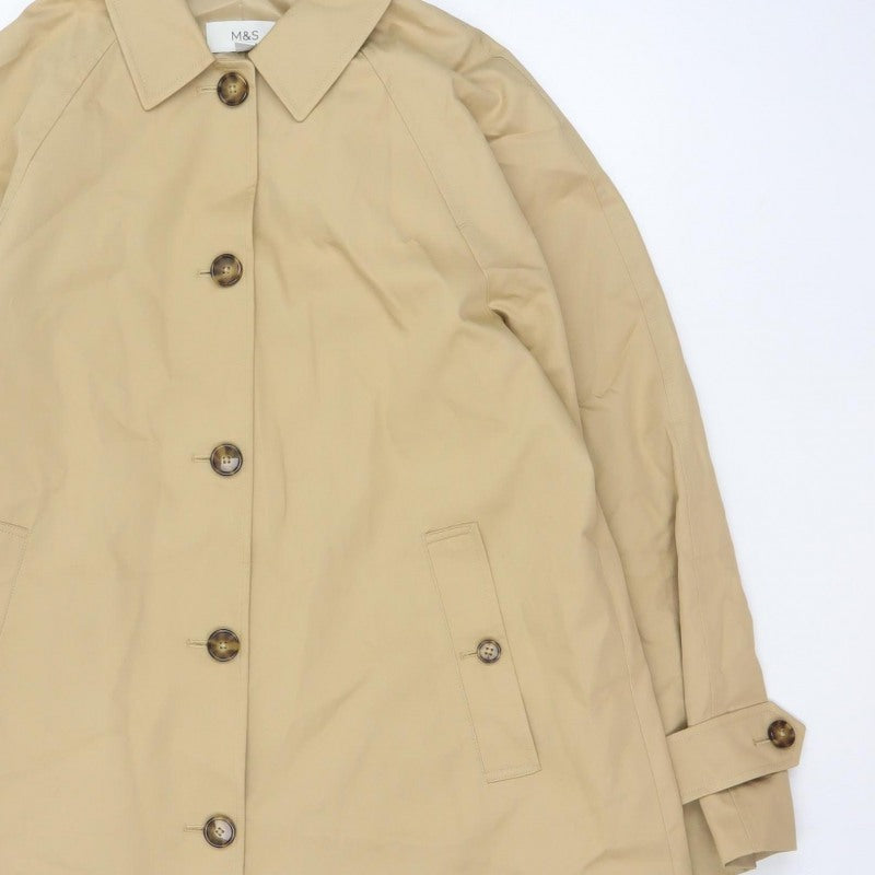 Marks and Spencer Women Beige UK 12 Long Trench Coat Buttoned