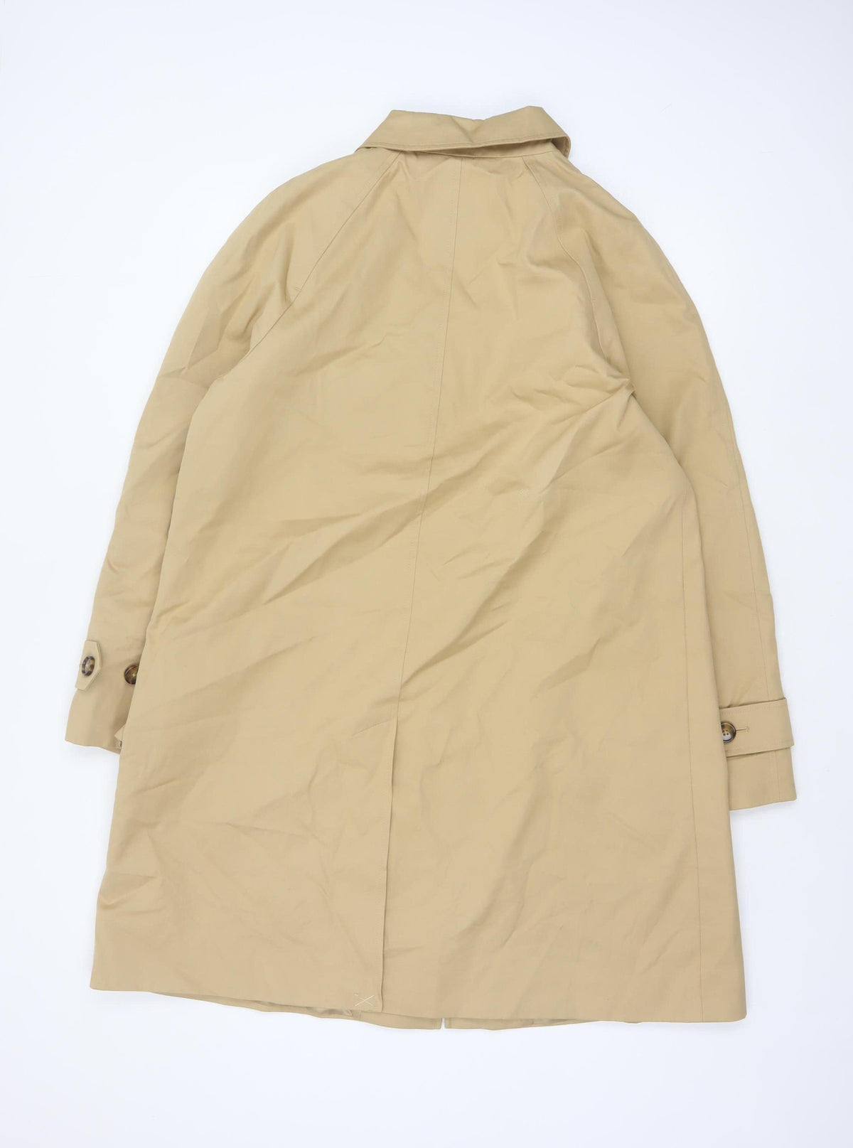Marks and Spencer Women Beige UK 12 Long Trench Coat Buttoned