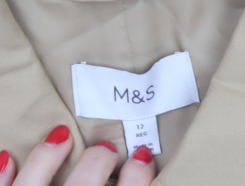 Marks and Spencer Women Beige UK 12 Long Trench Coat Buttoned