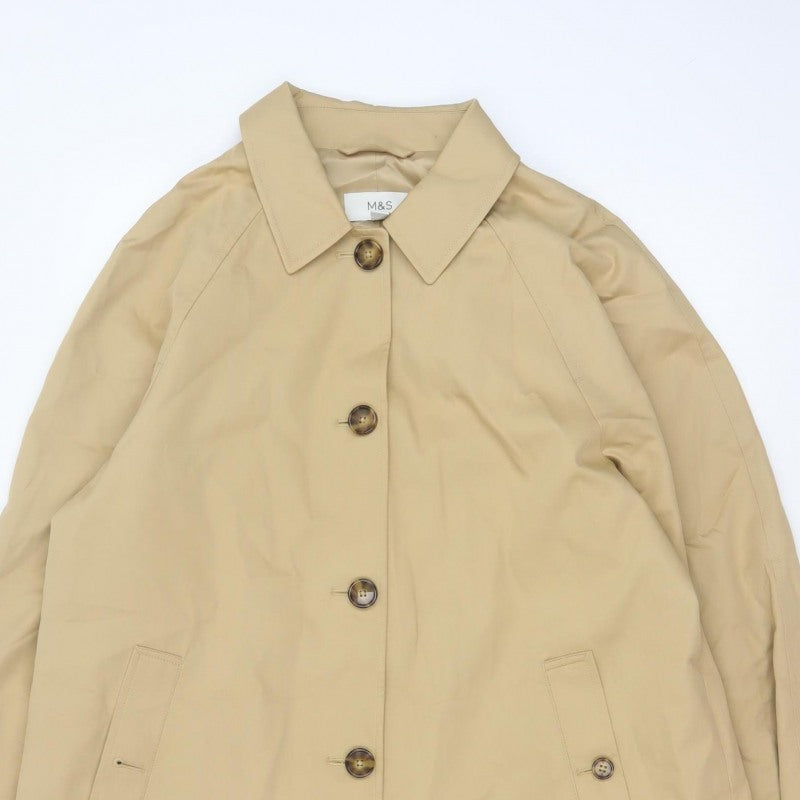 Marks and Spencer Women Beige UK 12 Long Trench Coat Buttoned