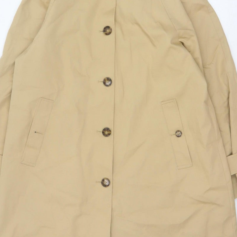Marks and Spencer Women Beige UK 12 Long Trench Coat Buttoned