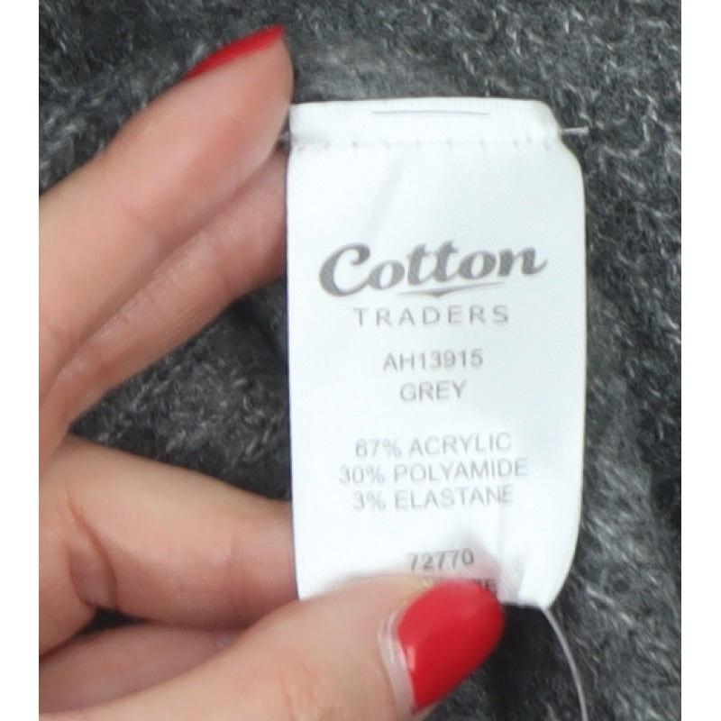 Cotton Traders Women’s Grey Size 12 Open Knit Waterfall Cardigan