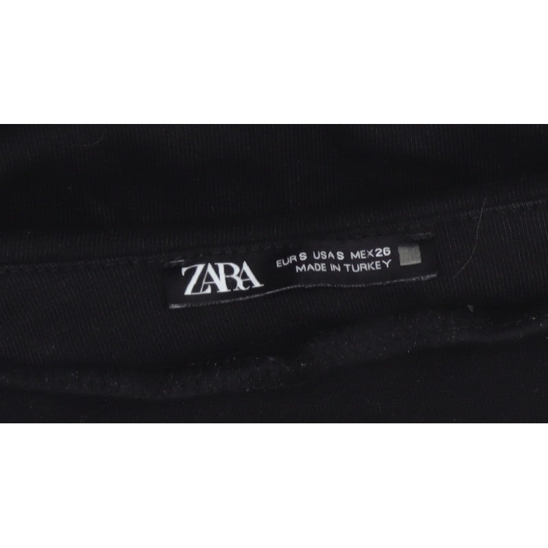 Zara Women Black S Asymmetric Hem Long Sleeve Basic Blouse Top