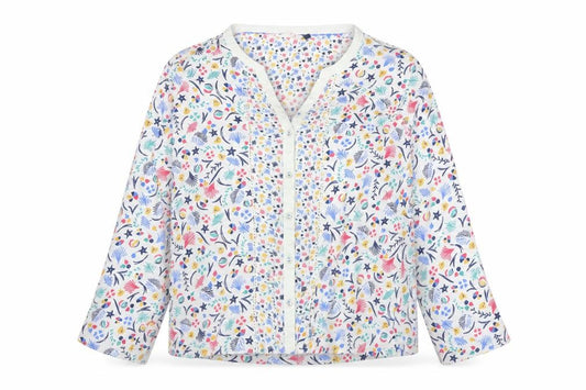 Country Rose Women’s White Floral Cotton Button Blouse Size 16