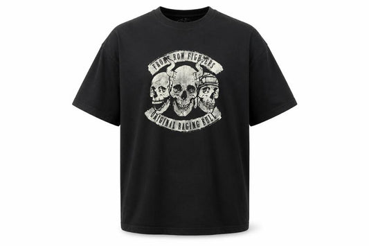 Raging Bull Men's Black 8XL Skull Biker Graphic Crew Neck T-Shirt