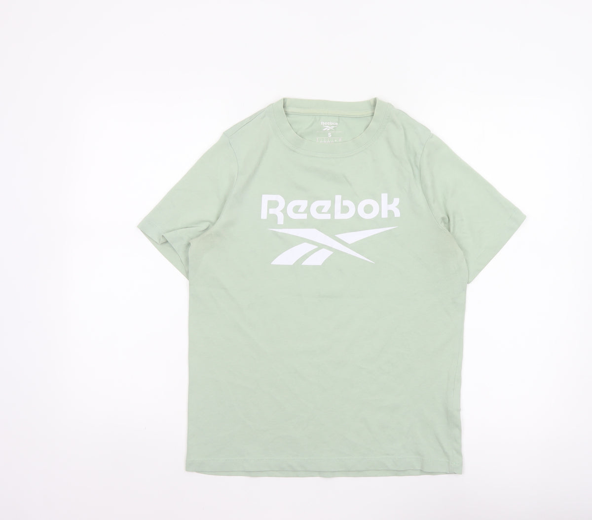 Reebok Women Green S Basic Logo Jersey Crew Neck T-Shirt