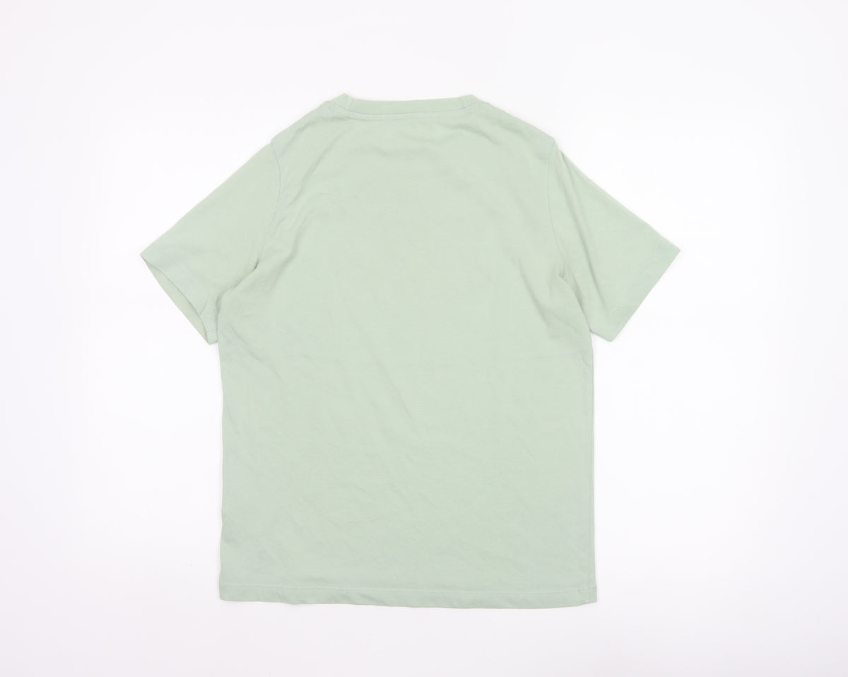Reebok Women Green S Basic Logo Jersey Crew Neck T-Shirt