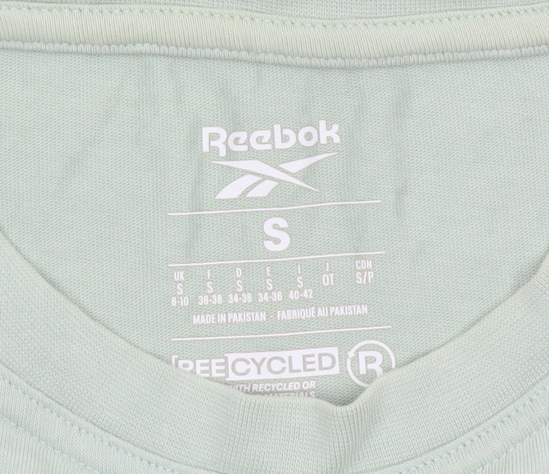 Reebok Women Green S Basic Logo Jersey Crew Neck T-Shirt