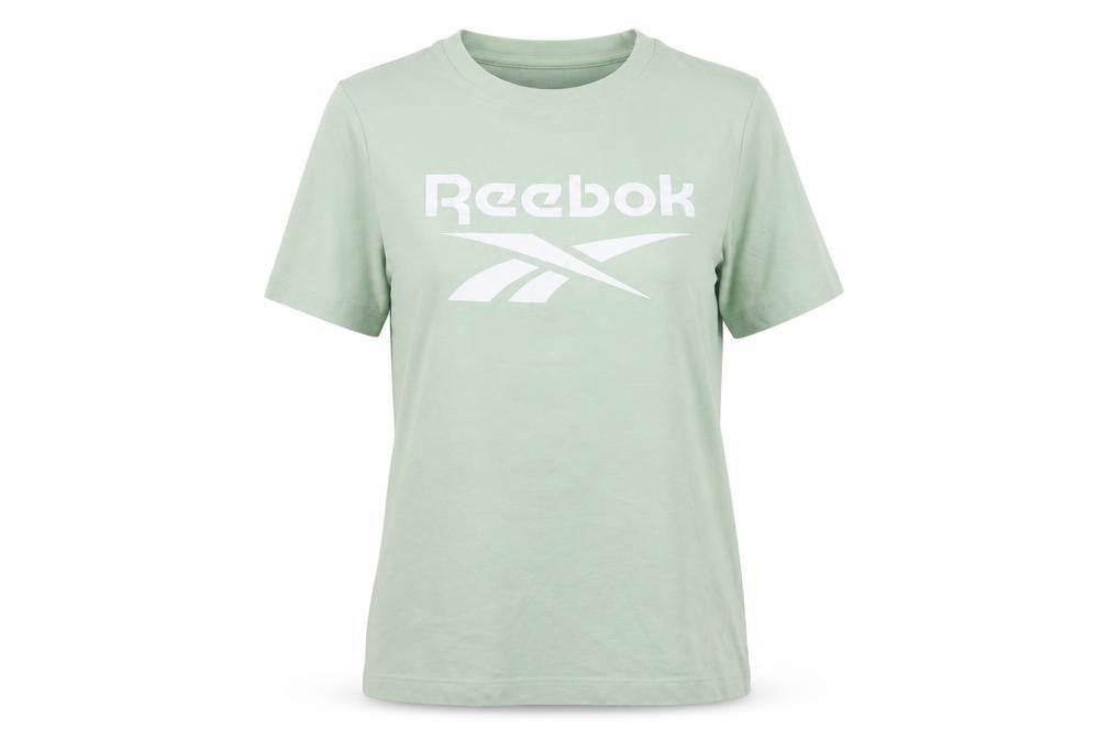 Reebok Women Green S Basic Logo Jersey Crew Neck T-Shirt