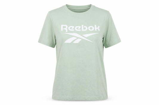 Reebok Women Green S Basic Logo Jersey Crew Neck T-Shirt