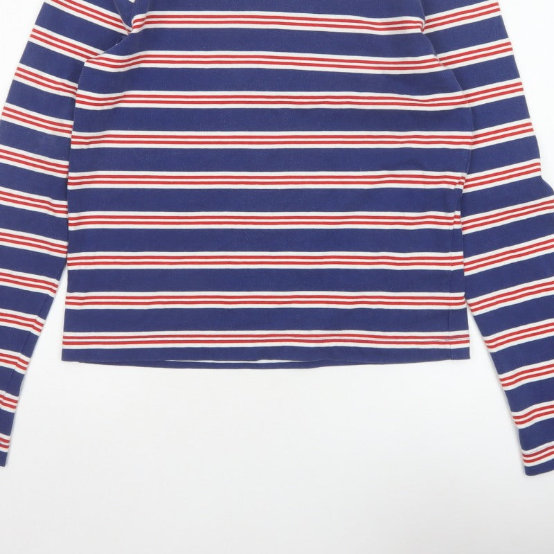 Zara Men’s Blue Red White Striped Long Sleeve Crew Neck Top Size M