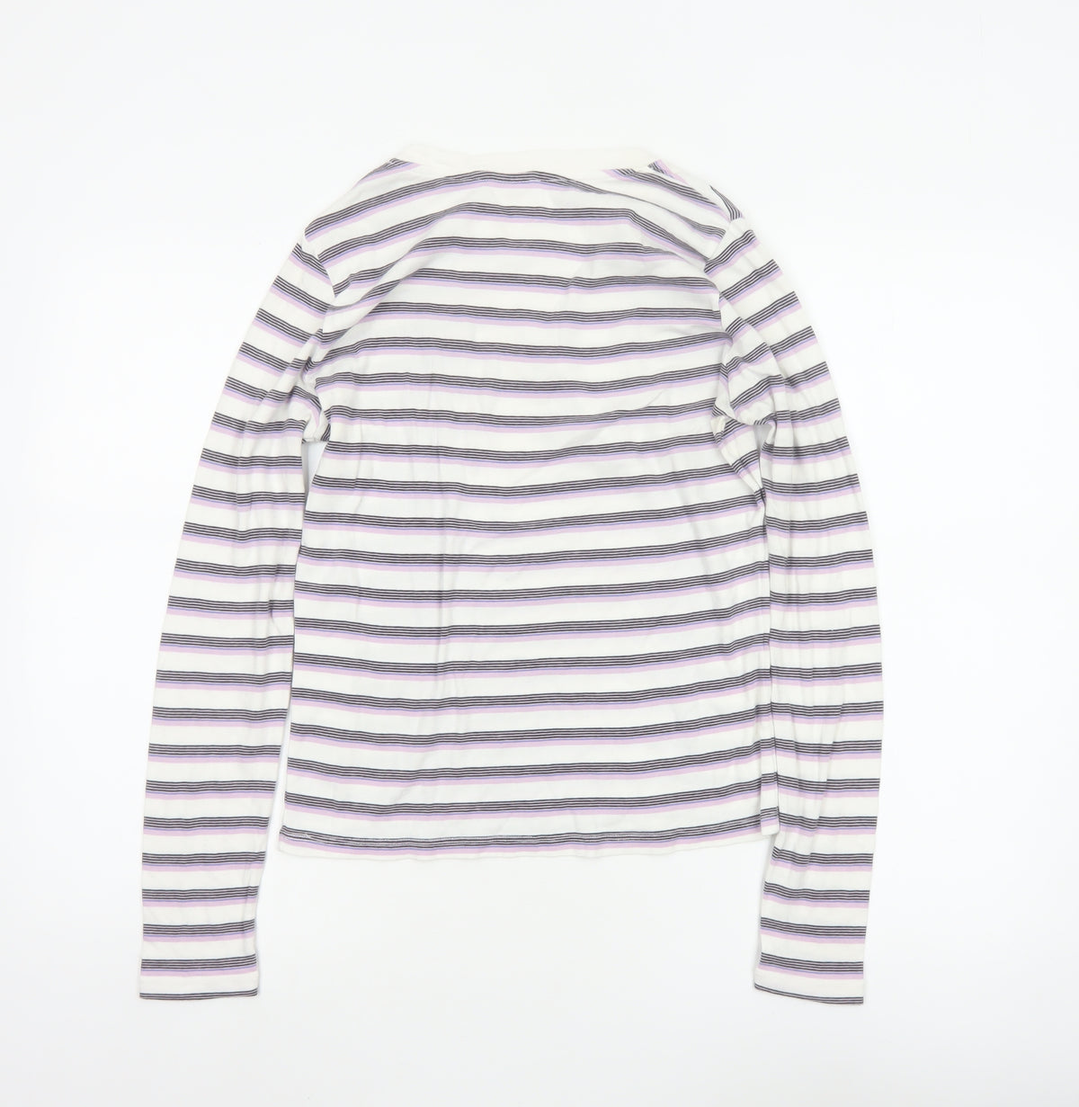 Levi's Women White Lilac Stripe Long Sleeve Basic T-Shirt M