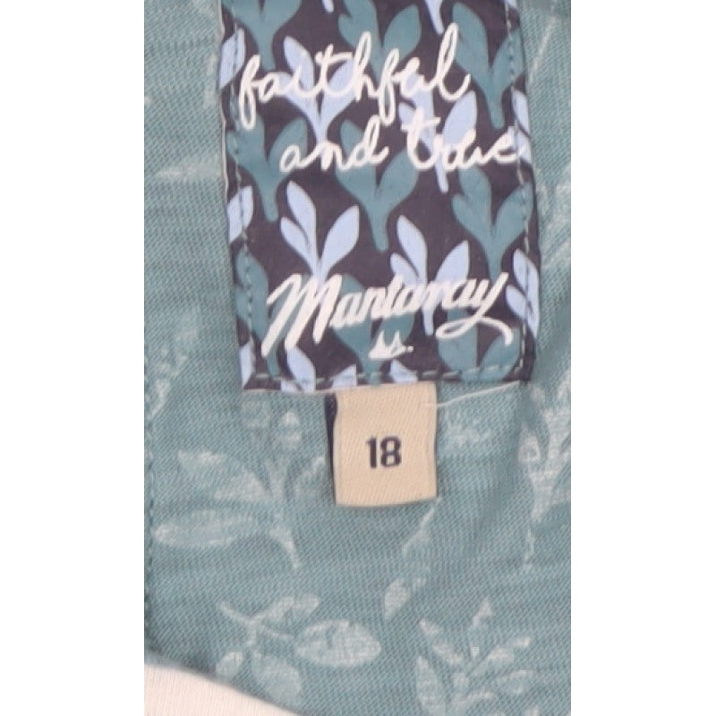 Mantaray Women's Blue Size 18 Basic Reversible Floral Stripe T-Shirt