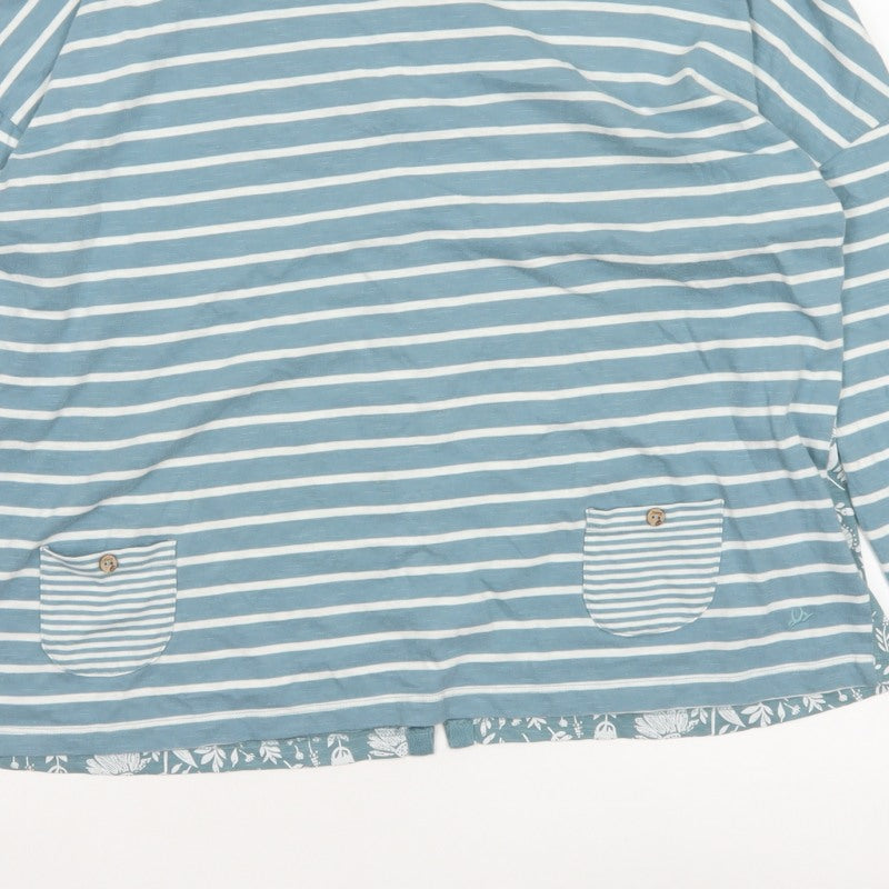Mantaray Women's Blue Size 18 Basic Reversible Floral Stripe T-Shirt