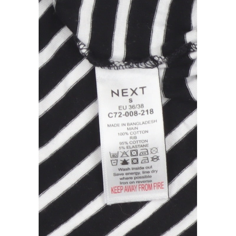 Next Women Black White Striped Petite S Cotton Basic Short Sleeve T-Shirt