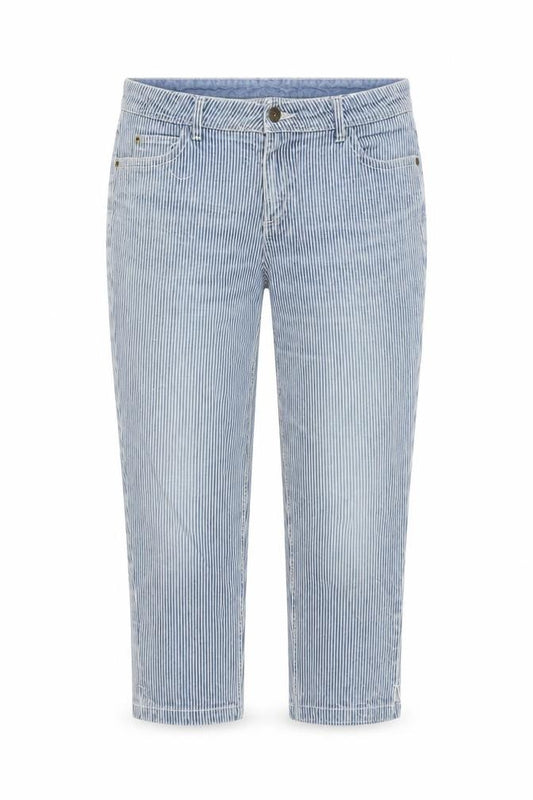 John Lewis Women Blue Stripe Cropped Denim Trousers UK 14