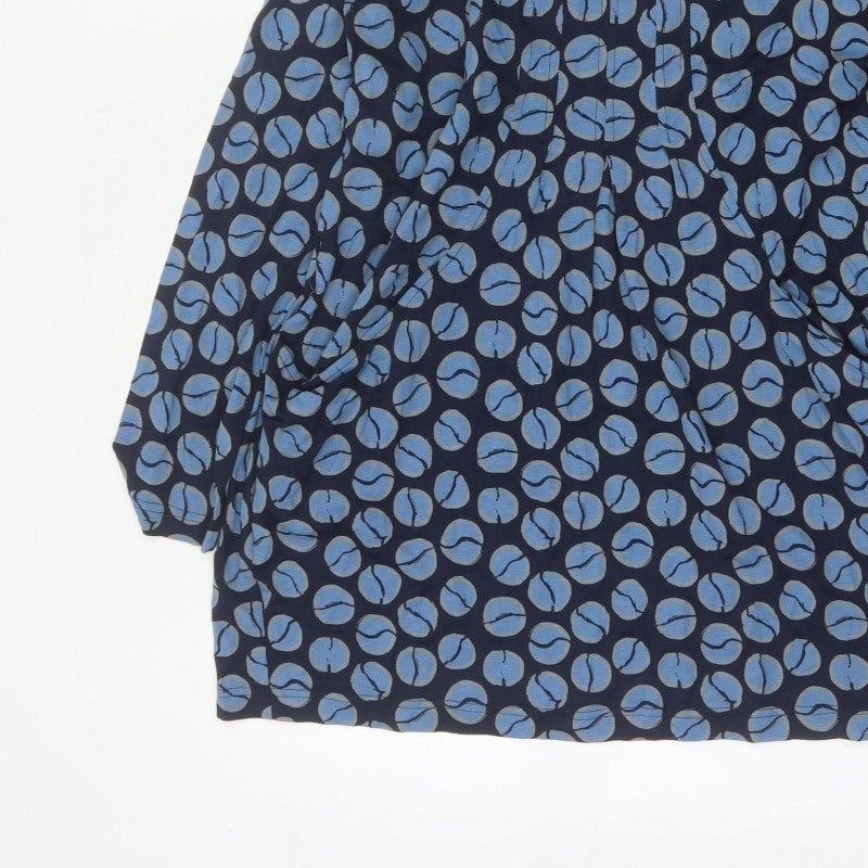 Capri Women's Blue Geometric Print Long Sleeve Tunic Blouse Size M