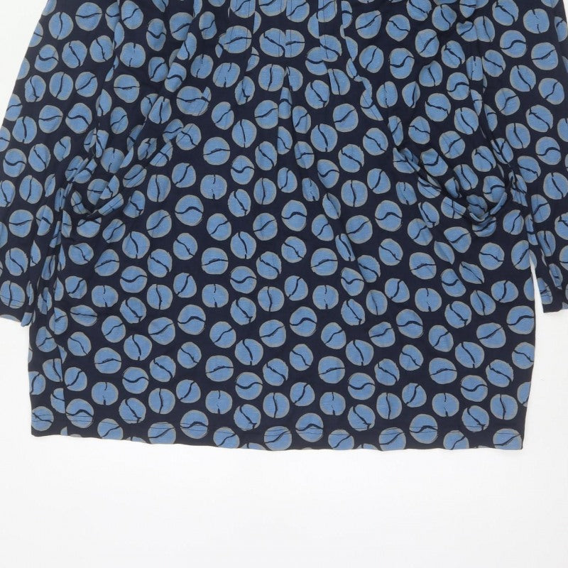 Capri Women's Blue Geometric Print Long Sleeve Tunic Blouse Size M