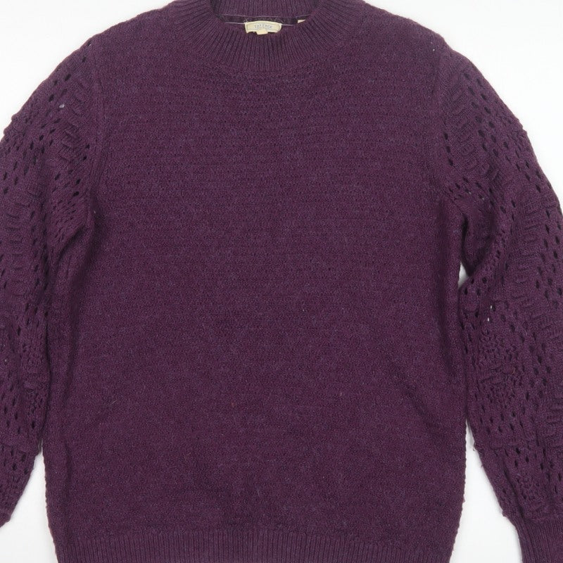Fat Face Women's Purple UK 10 Pullover Raglan Open-Knit Sleeve Jumper
