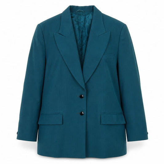 Dalkeith Women’s Teal Green UK 18 Pure Wool Peak Lapel Blazer