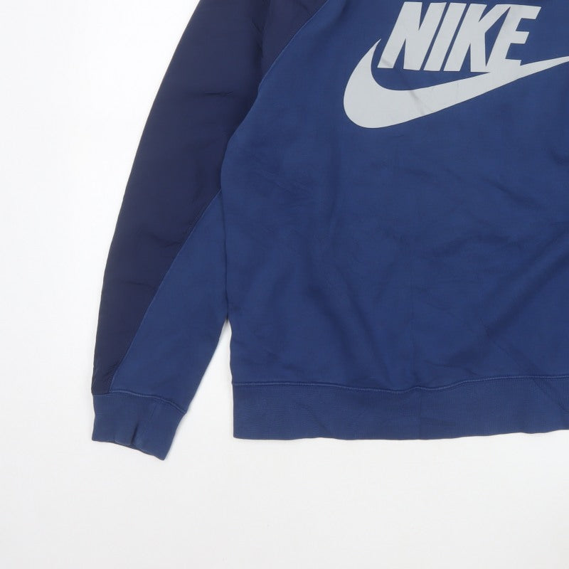 Nike Men's Blue L Pullover Crew Neck Logo Graphic Fleece Sweatshirt