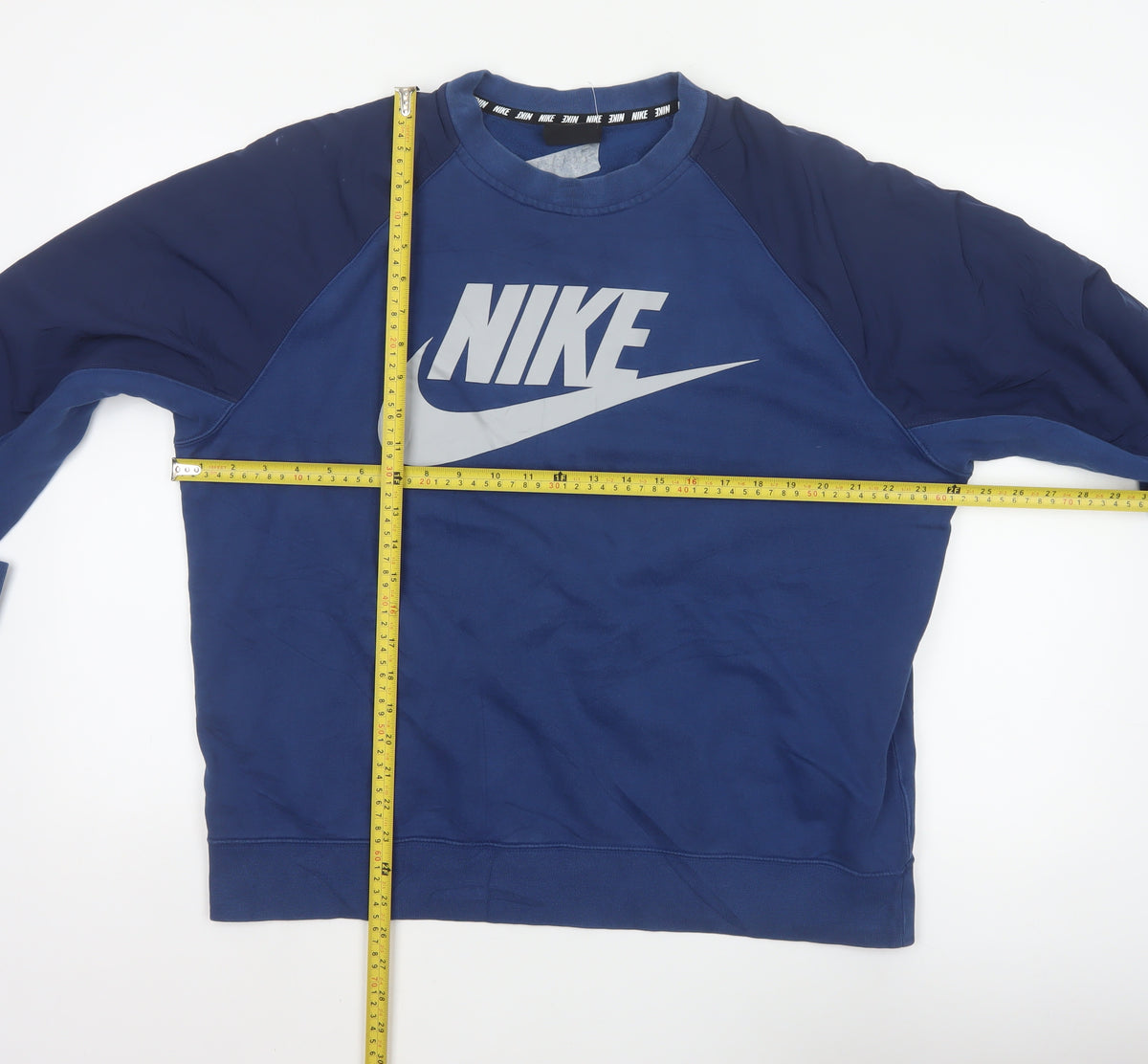 Nike Men's Blue L Pullover Crew Neck Logo Graphic Fleece Sweatshirt