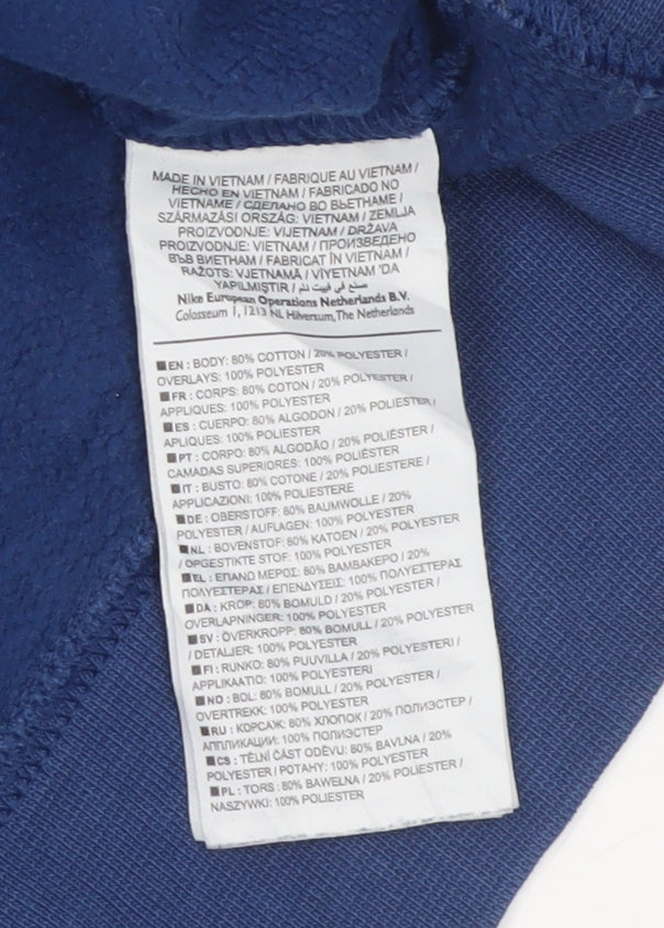 Nike Men's Blue L Pullover Crew Neck Logo Graphic Fleece Sweatshirt