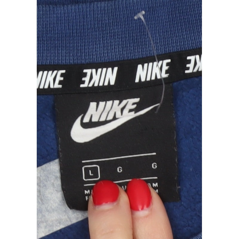 Nike Men's Blue L Pullover Crew Neck Logo Graphic Fleece Sweatshirt