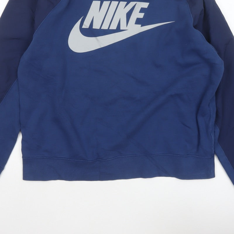 Nike Men's Blue L Pullover Crew Neck Logo Graphic Fleece Sweatshirt