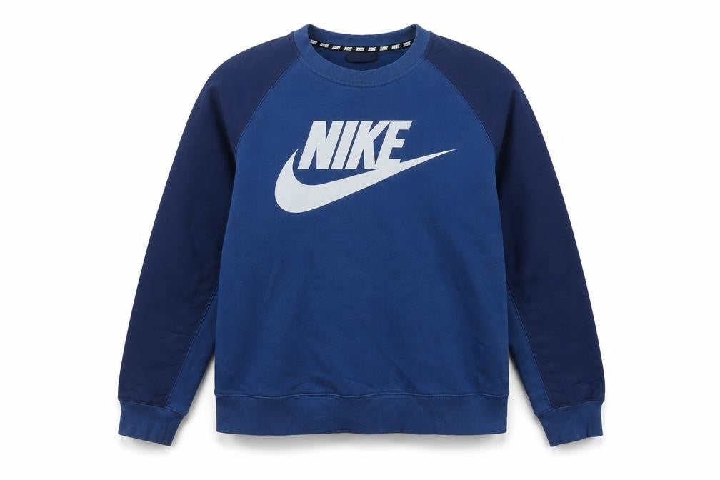 Nike Men's Blue L Pullover Crew Neck Logo Graphic Fleece Sweatshirt