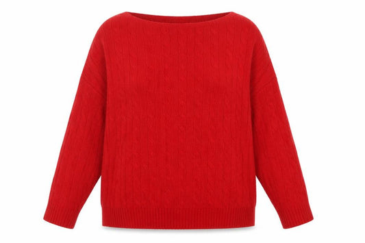 Polo Ralph Lauren Women Red M Cable Knit Wool Cashmere Jumper