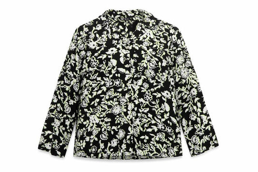 Marks and Spencer Women’s Black Floral Viscose Button-Up Blouse UK 14