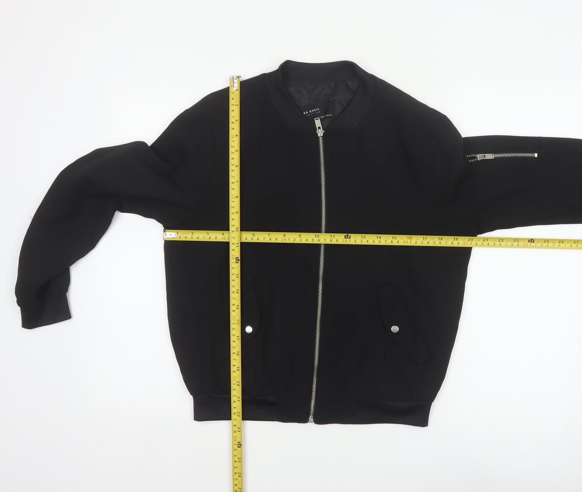 Zara Basic Women Black UK 8 Bomber Jacket Full Zip Lined
