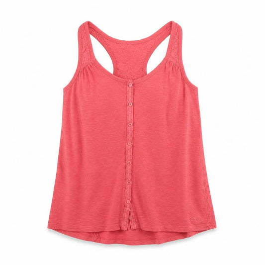 Fat Face Women Pink UK 8 Cotton Racerback Button Tank Top