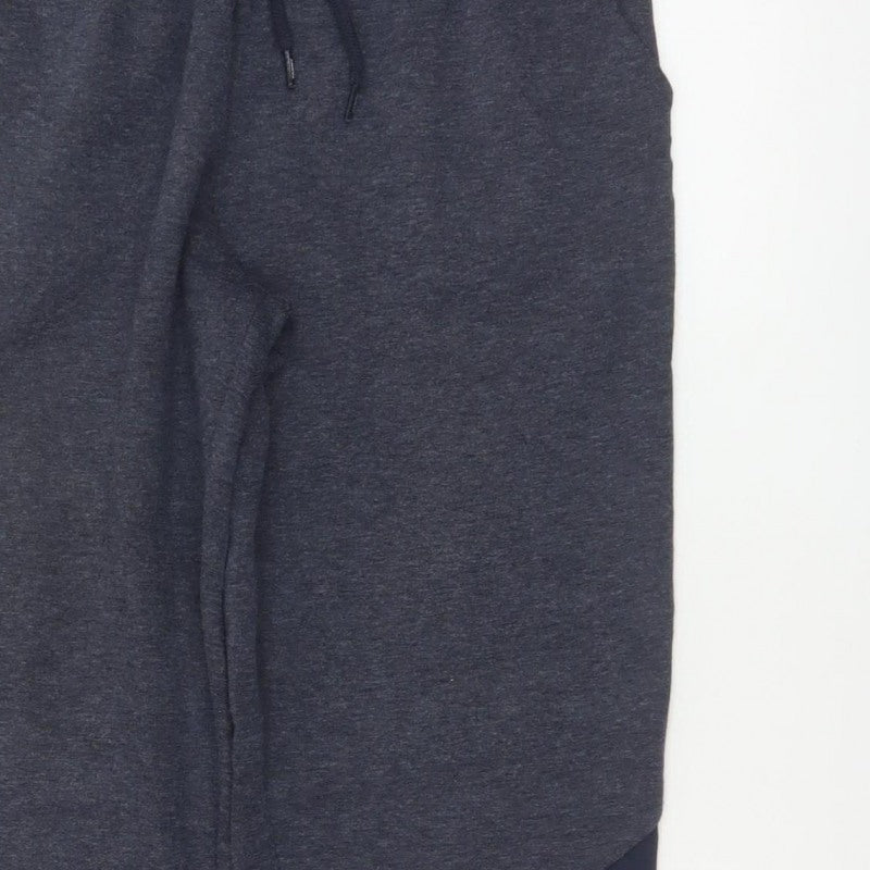 Tommy Hilfiger Men Grey Navy S Jogger Trousers Drawstring Cuffed Logo