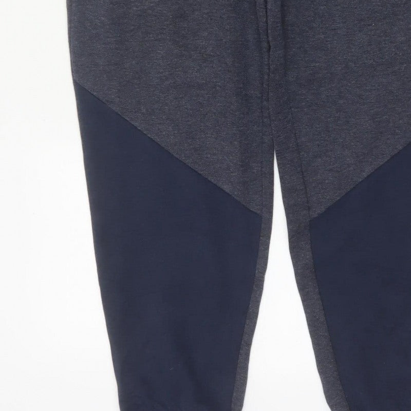 Tommy Hilfiger Men Grey Navy S Jogger Trousers Drawstring Cuffed Logo