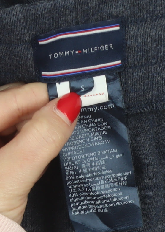 Tommy Hilfiger Men Grey Navy S Jogger Trousers Drawstring Cuffed Logo