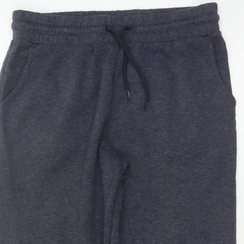 Tommy Hilfiger Men Grey Navy S Jogger Trousers Drawstring Cuffed Logo