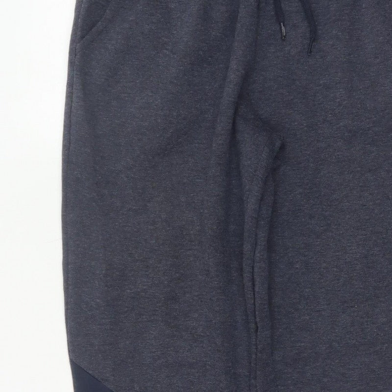 Tommy Hilfiger Men Grey Navy S Jogger Trousers Drawstring Cuffed Logo