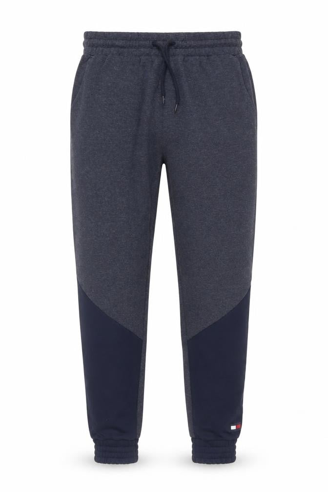 Tommy Hilfiger Men Grey Navy S Jogger Trousers Drawstring Cuffed Logo