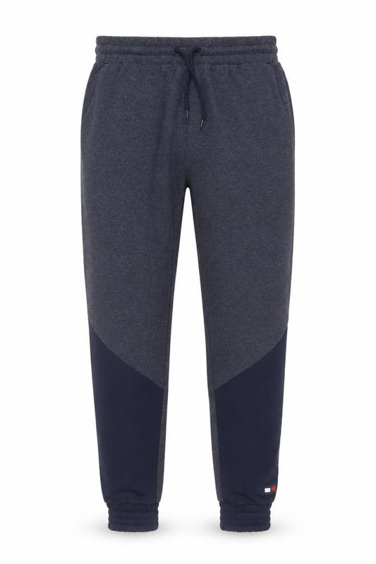 Tommy Hilfiger Men Grey Navy S Jogger Trousers Drawstring Cuffed Logo