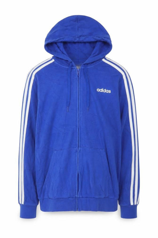 adidas Men's Blue M Full Zip Hoodie Logo 3 Stripe Sports Fleece
