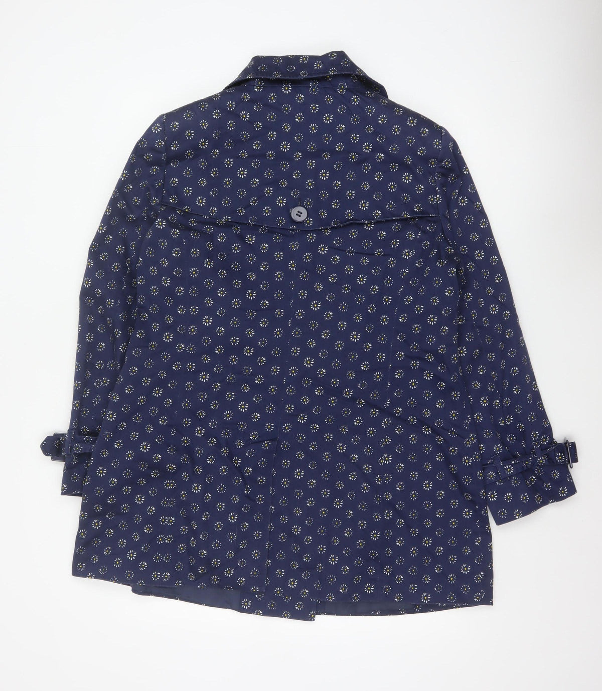 Per Una Women's Blue Floral Trench Coat Size 16 Cotton