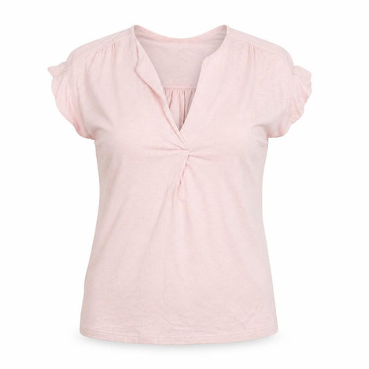 Monsoon Women Pink S Linen Blend Wrap V-Neck Cap Sleeve Top