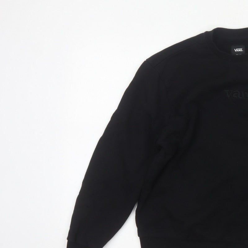 Vans Women’s Black Small Relaxed Logo Crew Neck Pullover Sweatshirt