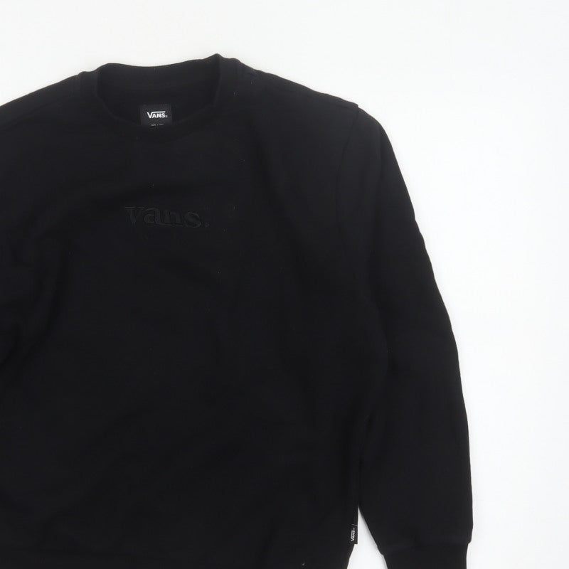 Vans Women’s Black Small Relaxed Logo Crew Neck Pullover Sweatshirt