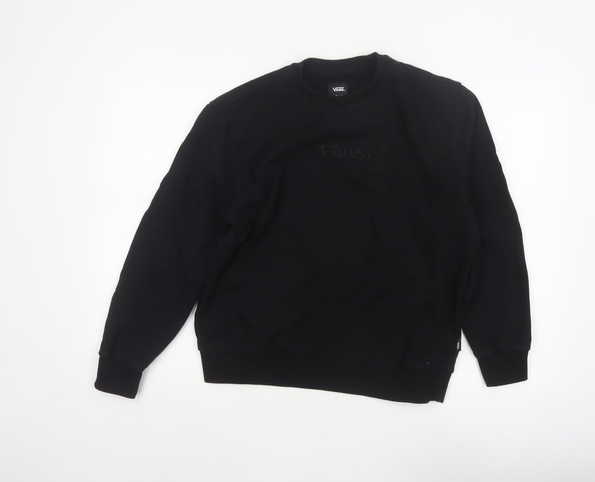 Vans Women’s Black Small Relaxed Logo Crew Neck Pullover Sweatshirt