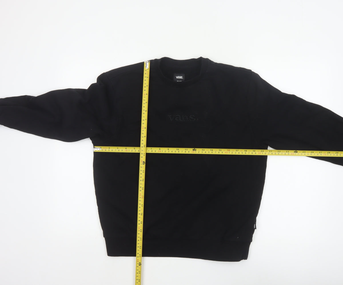 Vans Women’s Black Small Relaxed Logo Crew Neck Pullover Sweatshirt
